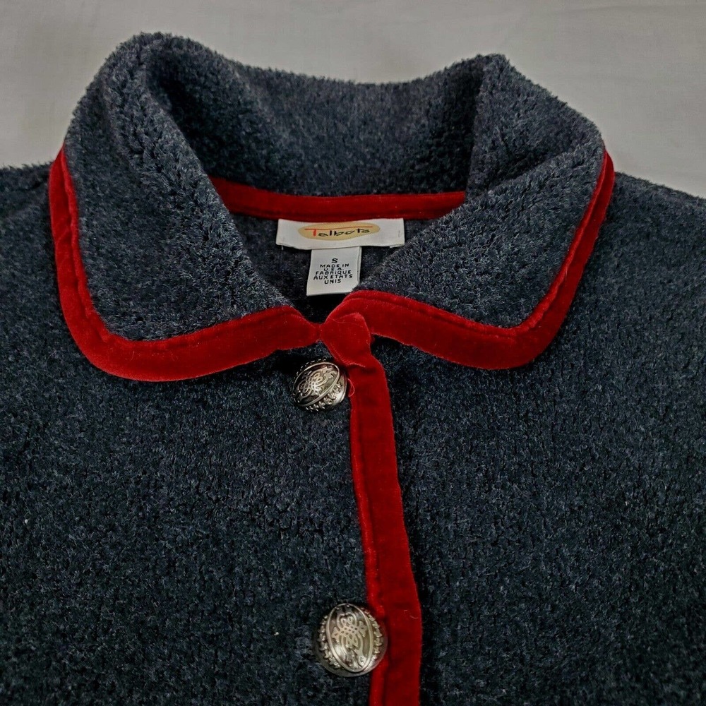 Talbots Navy and Red Patterned Fleece Jacket - Picture 3 of 10